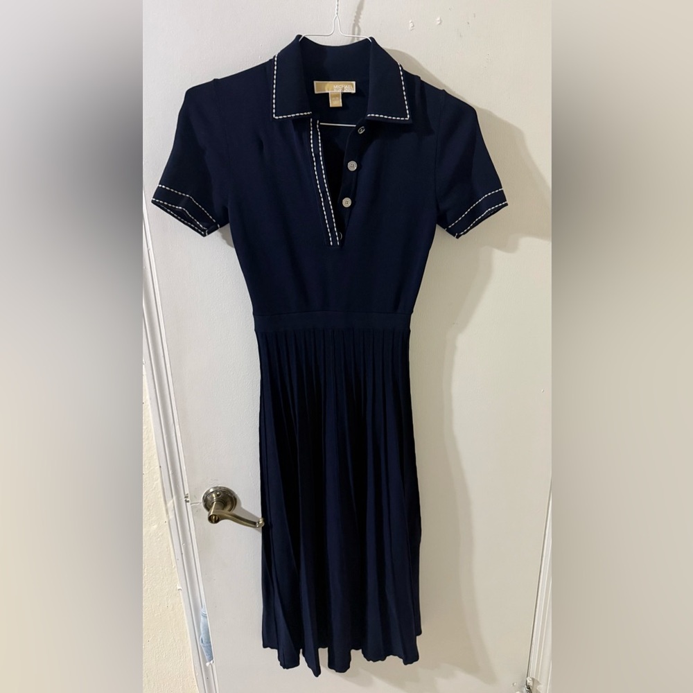 MICHAEL Michael Kors Navy Polo with White Contrast Stitching - Picture 2 of 5